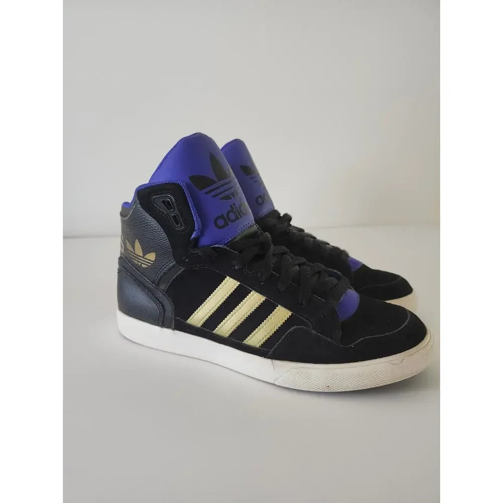 Adidas AR 2.0 Men's Black Gold Purple Sz 9 High Top Sneaker Retro Strap